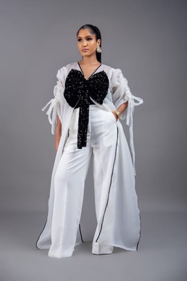 WHITE KIMONO PANT SET