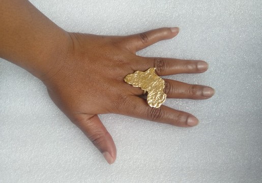 Brass ring, hammered ring, Africa shaped ring, adjustable ring.