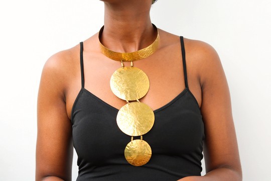 African Brass necklace, Choker Necklace, Pendant Brass necklace, Christmas gift for her, Moms gift
