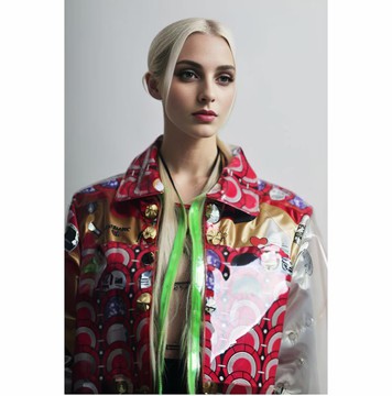 african print jacket with clear vinyl overlay - long sleeves zipper front pink by africanclothingetc