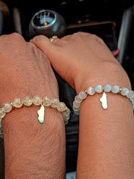 Selenite/Citrine bracelets - natural stone/ Madagascar couple