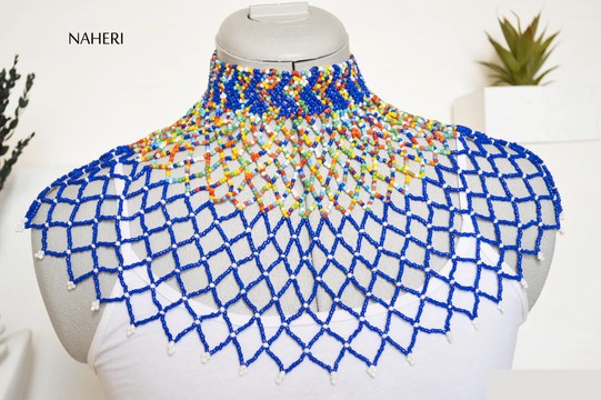 African beaded cape necklace handmade jewelry