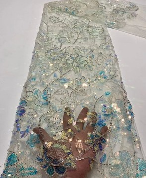 Tissu en dentelle perlée, 5 yards