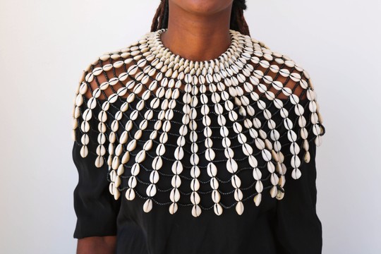 African cowrie shell necklace, Sea shell necklace, Beaded necklace, Tribal necklace, Boho necklace,