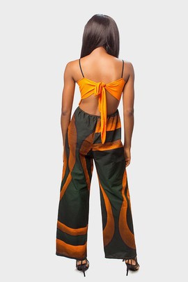 African print Ankara Jersey Tie Back Jumpsuit