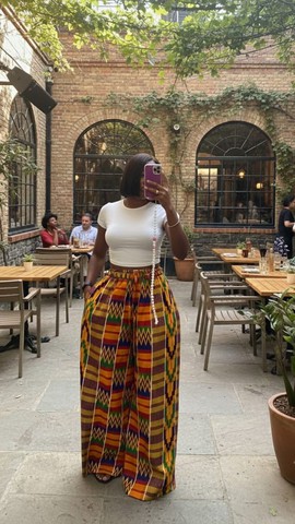 Golden Heritage Kente-Print Palazzo Trousers