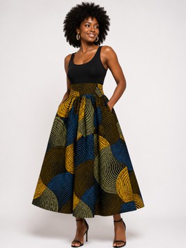 Mid-length wax print skirt