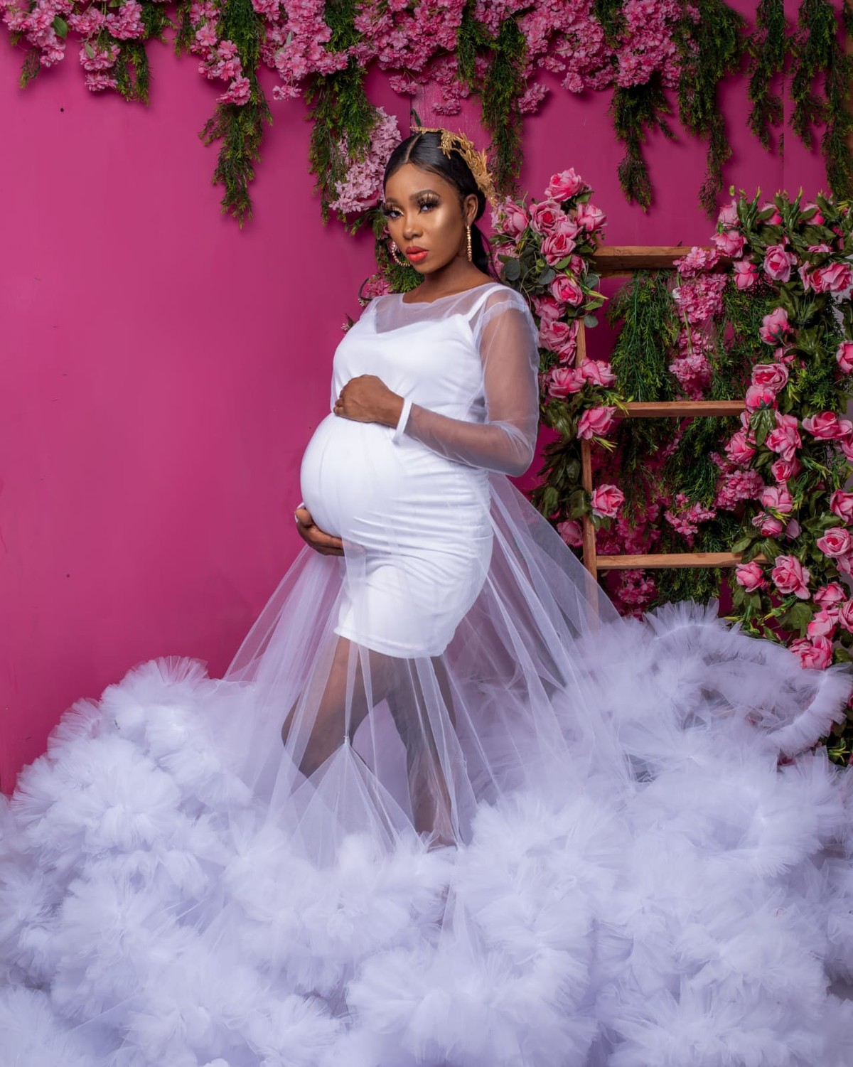 Women maternity photoshoot dress, tulle dresses, maternity gown robe by - ANKA Women maternity photoshoot dress, tulle dresses, maternity gown robe by - ANKA
