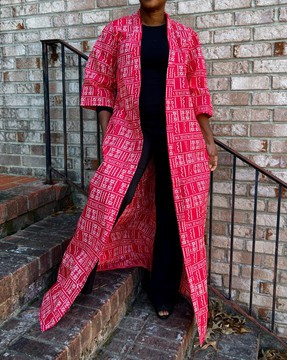 Red Multicolor African Print Ankara Oversized Blazer Duster