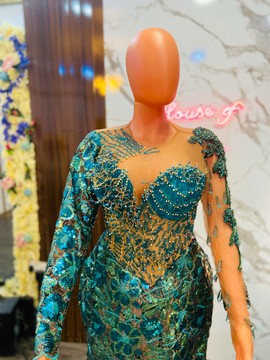 Robe de luxe en dentelle perlée, robe de bal, robe de soirée