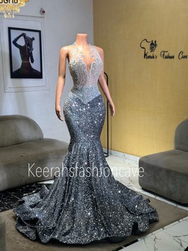 Long embellished sequin prom dress, formal graduation dress, evening gowns
