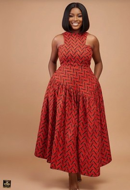 Adire Fusion Maxi Gown