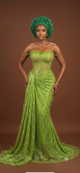 Lime Green Corset Lace Gown