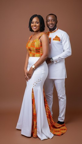 Elegant Kente Print Dress for couples
