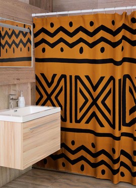 Zigzag Mudcloth Shower Curtain African Bathroom Decor (MORE SIZES AVAILABLE)