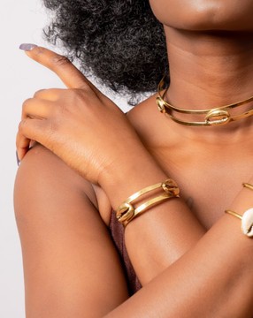 Bracelet bronze &amp; Cauri « Mata Hari D »