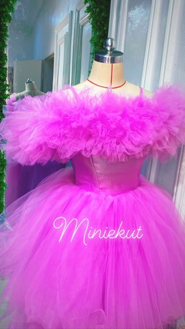Robe en tulle rose, robe de bal rose, robe babydoll, robe de bal de bal
