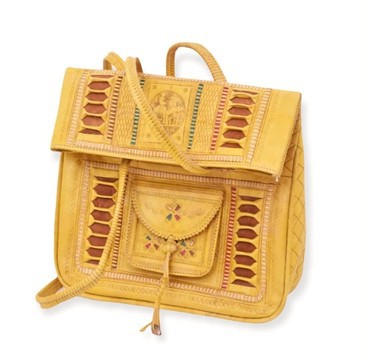 handmade yellow genuine leather shoulder bag