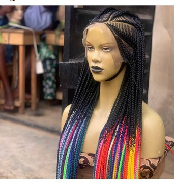 Teeni sweet braided wig with rainbow colored tip