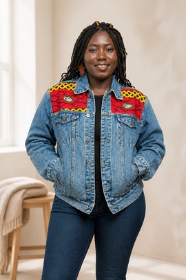 Wax print denim jacket