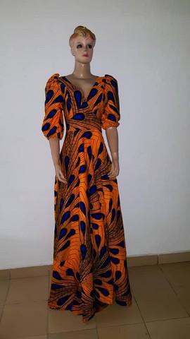 Robe longue imprimée africaine Kiki, Robe longue africaine