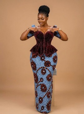 Velvet Corset and Ankara Print Peplum Two-piece Set