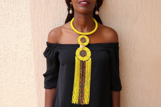 African beaded Pendant necklace,  African jewelry, Christmas gift for mom, Romantic tribal necklace