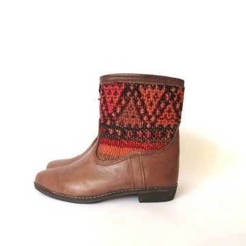 BIG SALE! Genuine leather boots with Kilim Handmade by Cuiroma craftsmen in Morocco