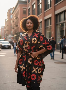 Kimono Court en Wax "XO" – L'Élégance Urbaine Réinventée