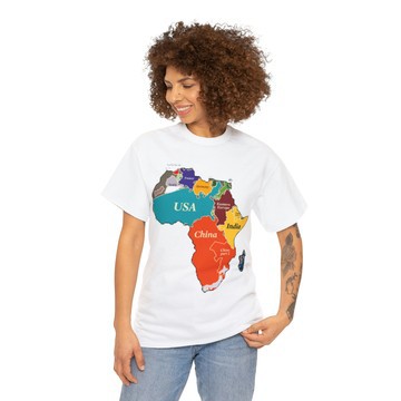 African Elegance: Women's White T-Shirt Featuring Intricate Map Design