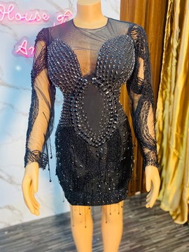 Black beaded dress, luxury beaded dress, luxury dinner dress