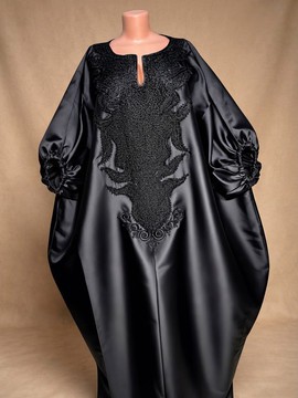 Robe longue à motifs bleus et marrons