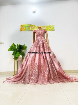 Pink wedding dress, African clothing for women, prom dress