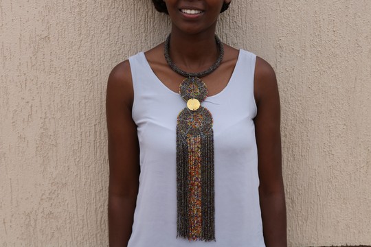 African beaded Pendant necklace,  African jewelry, Christmas gift for mom, Romantic tribal necklace