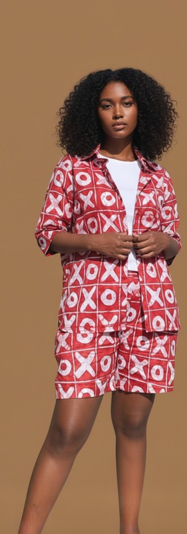 Chic XOXO Print Summer Set - Stylish Cotton Blend Outfit