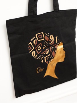 Lady Bogolan black &amp; gold tote bag