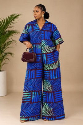 Ensemble deux-pièces africain en tissu Ankara pour femme
