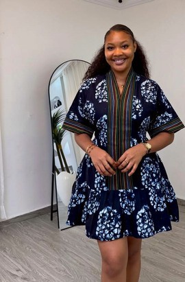 Robe évasée africaine en Ankara | Robe courte à imprimé Ankara | Mini-robe chic à imprimé africain