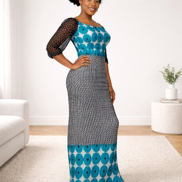 Long silk and chiffon dress