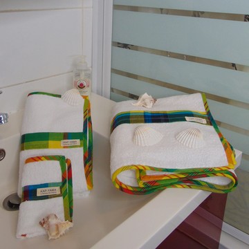 Set of towels and a washcloth "Seraphin" white sponge Handmade