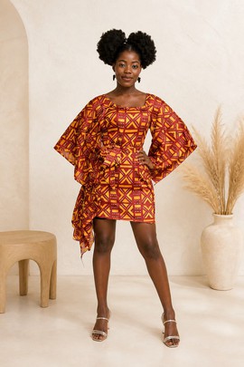 Mid-short SILK Bogolan dress