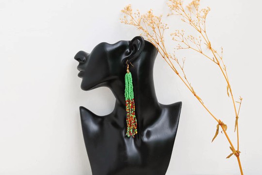 Boucles d’oreilles perlées africaines, boucles d’oreilles Beaded Fringe, boucles d’oreilles élégantes, boucles d’oreilles tribales, boucles d’oreilles Boho