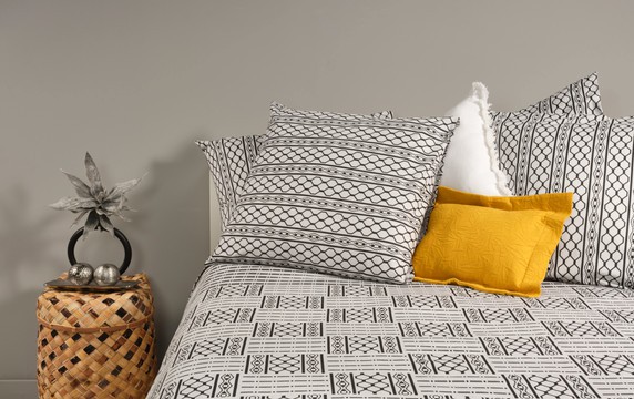 Parure Housse de couette Akassi Noir et Blanc Coton 100% 60fils/cm2, 200*200cm