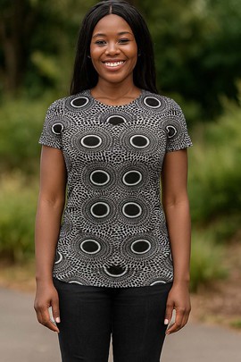 T-shirt pour femme en wax Ankara à motifs de cibles, inspiré du patrimoine africain