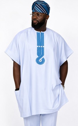 Luxury White Embroidered Agbada Set  dashiki