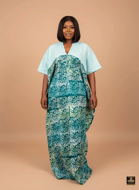 The Teal Meadow Scalloped Kaftan