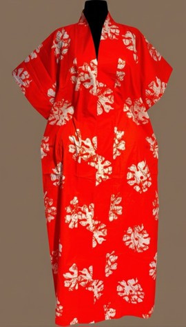 radiant red and white patterned kimono dress for vibrant style