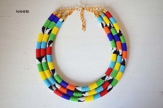 African Maasai Beaded Necklaces | 3 in 1 Zulu Beaded Necklace | African Tribal Jewelry