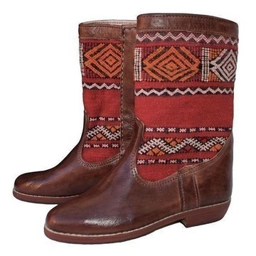 BIG SALE! Genuine leather boots with Kilim Handmade by Cuiroma craftsmen in Morocco
