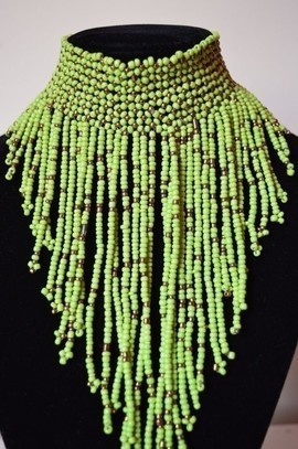 African Maasai Beaded Choker Necklace | African tribal Necklace | Green Necklace